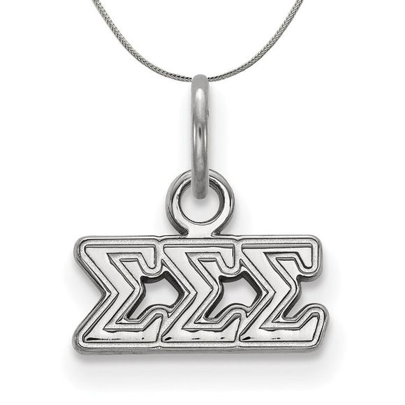 Sterling Silver Sigma Sigma Sigma XS (Tiny) Greek Necklace - 18 Inch